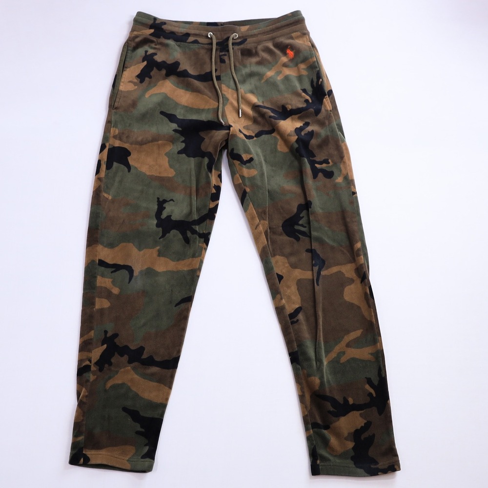 Polo Ralph Lauren Jogger Pants Mens Small Green Camo Fleece Sleepwear Trousers